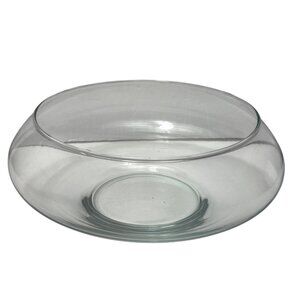 Clear Glass Bowl Decorative Centerpiece 10" Wide Modern Minimalist Design